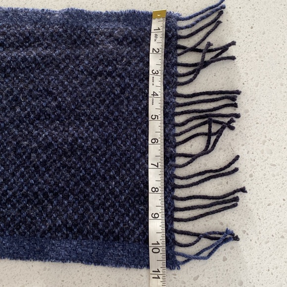 JOS A BANK wool cashmere scarf black blue fringe - Picture 4 of 5